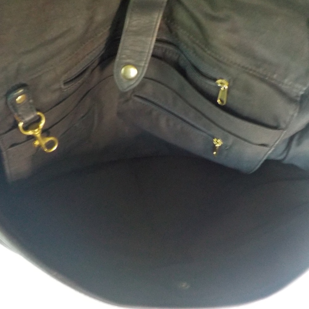 Black Leather Laptop/Biker/Tablet Tote - Picture 12 of 15